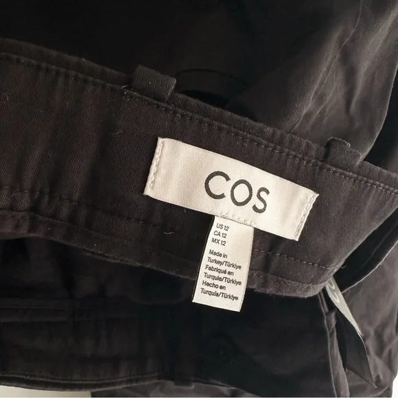 COS / WIDE-LEG TAILORED TWILL PANTS IN BLACK / Size 12 - Picture 6 of 8